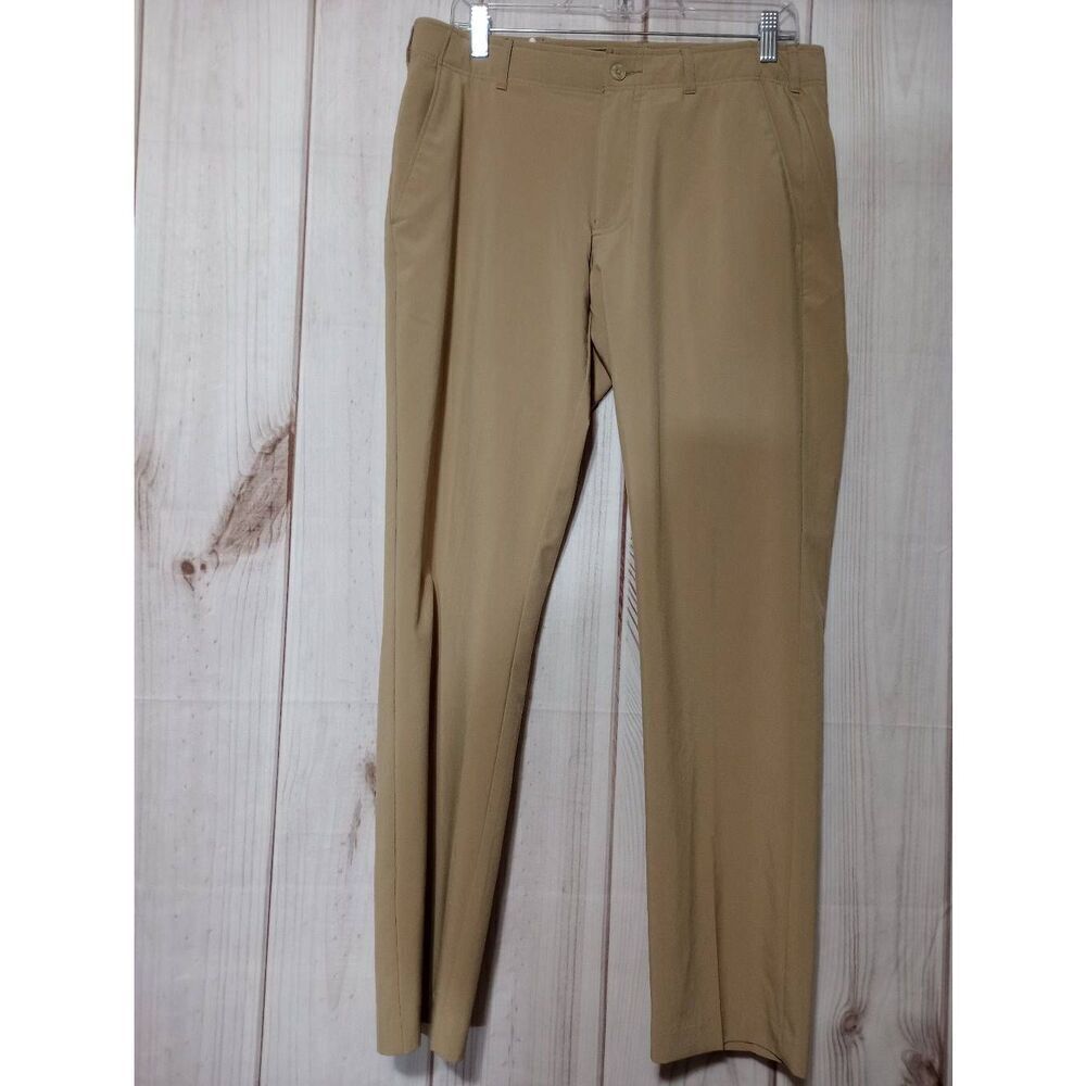 Ben Hogan Mens Performance Golf Pants Tan Khaki Stretch 32x30 Flat Front